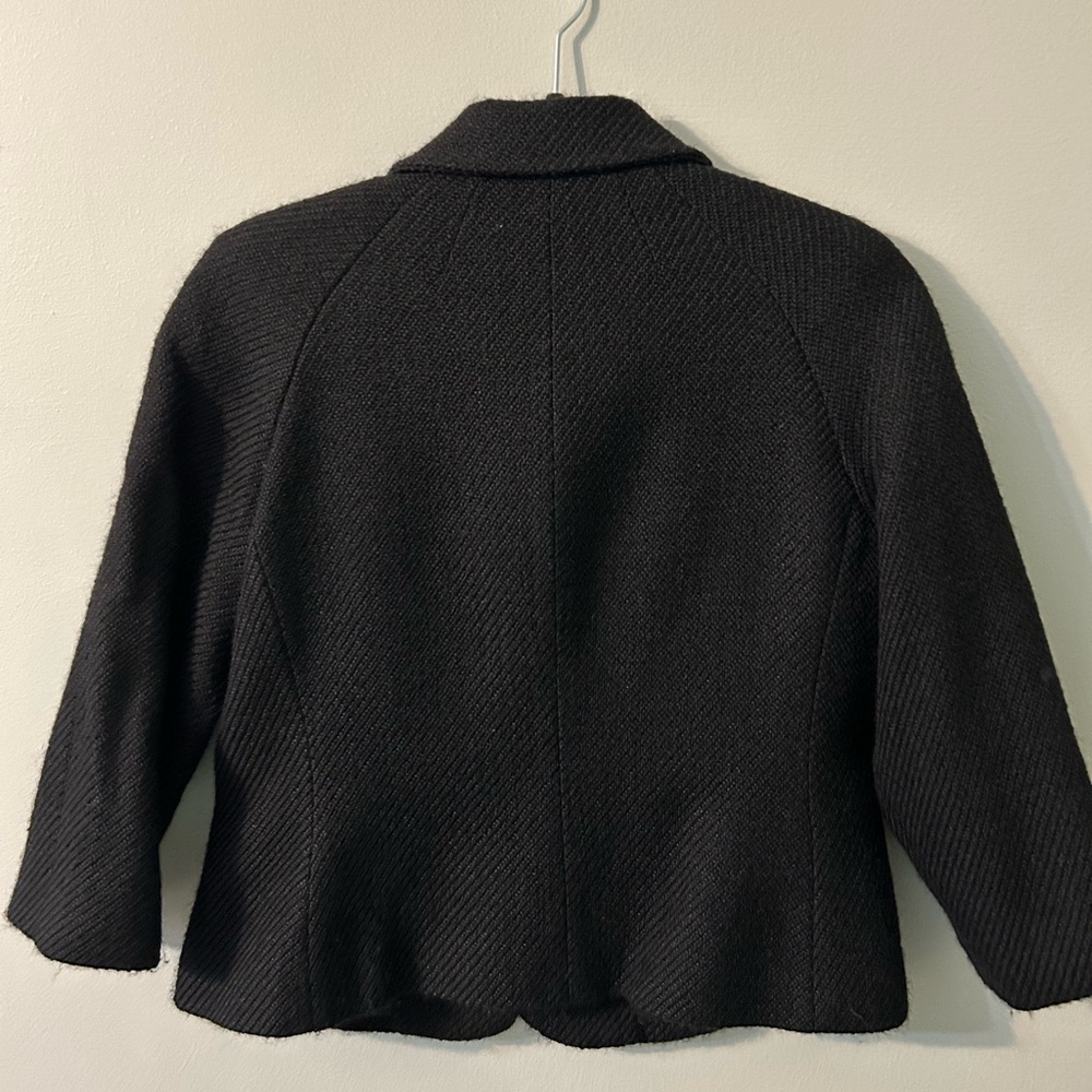 Talbots Black Blazer with Structured Fit and Three-Quarter Sleeves